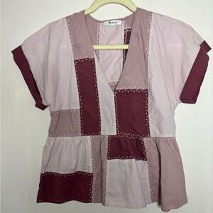 Madewell Patchwork Women's Shorts in Pink and Burgundy with side zip, size 4